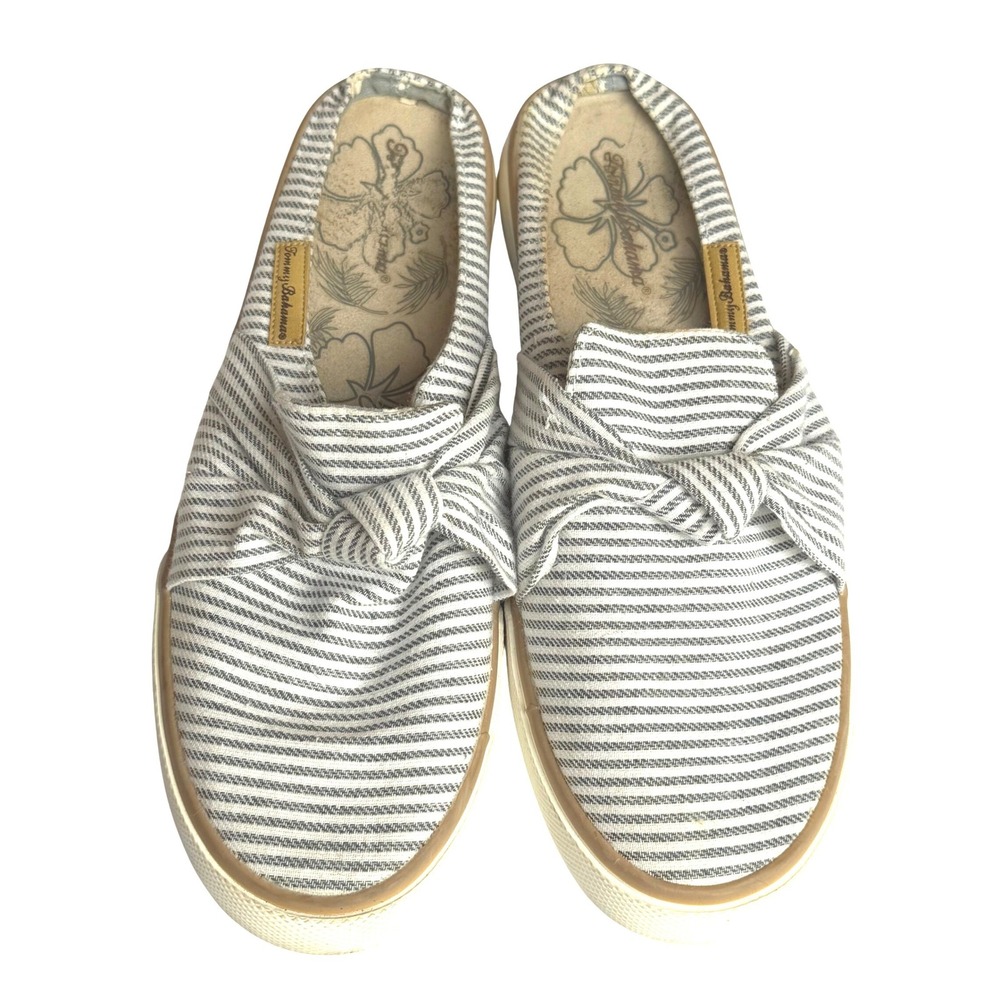 Tommy‎ Bahama Striped Bow Mule Sneakers Womens 8.5 Blue White Nautical
